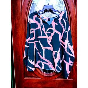 Shein Pastel Long Sleeve V-Neck Top Size 4XL